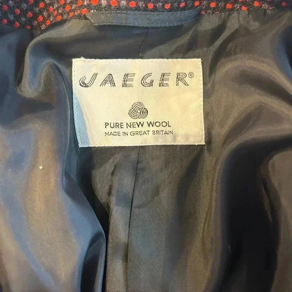 Vintage 90s Wool Blazer Sz 12 Red Gray Polka Dot Cropped Career‎ Jacket Corpcore - Picture 7 of 7